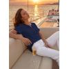 imageFalechay Womens Summer Tops Short Sleeve Boho Blouses Casual Lace V Neck Button Shirts Flowy Textured Trendy TunicNavy Blue