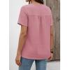 imageFalechay Womens Summer Tops Short Sleeve Boho Blouses Casual Lace V Neck Button Shirts Flowy Textured Trendy TunicPink