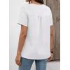 imageFalechay Womens Summer Tops Short Sleeve Boho Blouses Casual Lace V Neck Button Shirts Flowy Textured Trendy TunicWhite