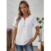 imageFalechay Womens Summer Tops Short Sleeve Boho Blouses Casual Lace V Neck Button Shirts Flowy Textured Trendy TunicWhite