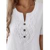 imageFalechay Womens Summer Tops Short Sleeve Boho Blouses Casual Lace V Neck Button Shirts Flowy Textured Trendy TunicWhite
