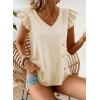 imageFalechay Womens Tops Flowy Ruffle Short Sleeve Blouses for Women V Neck Boho Cute Babydoll Summer Casual ShirtsApricot