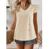 imageFalechay Womens Tops Flowy Ruffle Short Sleeve Blouses for Women V Neck Boho Cute Babydoll Summer Casual ShirtsApricot