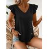 imageFalechay Womens Tops Flowy Ruffle Short Sleeve Blouses for Women V Neck Boho Cute Babydoll Summer Casual ShirtsBlack