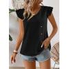 imageFalechay Womens Tops Flowy Ruffle Short Sleeve Blouses for Women V Neck Boho Cute Babydoll Summer Casual ShirtsBlack