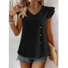 imageFalechay Womens Tops Flowy Ruffle Short Sleeve Blouses for Women V Neck Boho Cute Babydoll Summer Casual ShirtsBlack