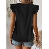 imageFalechay Womens Tops Flowy Ruffle Short Sleeve Blouses for Women V Neck Boho Cute Babydoll Summer Casual ShirtsBlack