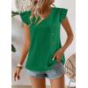 imageFalechay Womens Tops Flowy Ruffle Short Sleeve Blouses for Women V Neck Boho Cute Babydoll Summer Casual ShirtsGreen