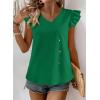 imageFalechay Womens Tops Flowy Ruffle Short Sleeve Blouses for Women V Neck Boho Cute Babydoll Summer Casual ShirtsGreen