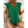 imageFalechay Womens Tops Flowy Ruffle Short Sleeve Blouses for Women V Neck Boho Cute Babydoll Summer Casual ShirtsGreen