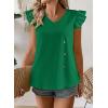 imageFalechay Womens Tops Flowy Ruffle Short Sleeve Blouses for Women V Neck Boho Cute Babydoll Summer Casual ShirtsGreen1