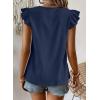 imageFalechay Womens Tops Flowy Ruffle Short Sleeve Blouses for Women V Neck Boho Cute Babydoll Summer Casual ShirtsNavy Blue