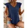 imageFalechay Womens Tops Flowy Ruffle Short Sleeve Blouses for Women V Neck Boho Cute Babydoll Summer Casual ShirtsNavy Blue