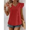 imageFalechay Womens Tops Flowy Ruffle Short Sleeve Blouses for Women V Neck Boho Cute Babydoll Summer Casual ShirtsRed
