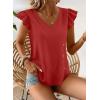 imageFalechay Womens Tops Flowy Ruffle Short Sleeve Blouses for Women V Neck Boho Cute Babydoll Summer Casual ShirtsRed