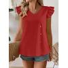 imageFalechay Womens Tops Flowy Ruffle Short Sleeve Blouses for Women V Neck Boho Cute Babydoll Summer Casual ShirtsRed