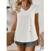 imageFalechay Womens Tops Flowy Ruffle Short Sleeve Blouses for Women V Neck Boho Cute Babydoll Summer Casual ShirtsWhite