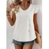 imageFalechay Womens Tops Flowy Ruffle Short Sleeve Blouses for Women V Neck Boho Cute Babydoll Summer Casual ShirtsWhite1