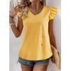imageFalechay Womens Tops Flowy Ruffle Short Sleeve Blouses for Women V Neck Boho Cute Babydoll Summer Casual ShirtsYellow