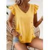 imageFalechay Womens Tops Flowy Ruffle Short Sleeve Blouses for Women V Neck Boho Cute Babydoll Summer Casual ShirtsYellow