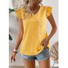 imageFalechay Womens Tops Flowy Ruffle Short Sleeve Blouses for Women V Neck Boho Cute Babydoll Summer Casual ShirtsYellow