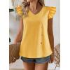imageFalechay Womens Tops Flowy Ruffle Short Sleeve Blouses for Women V Neck Boho Cute Babydoll Summer Casual ShirtsYellow1