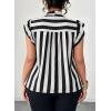 imageFalechay Womens Vertical Striped Tie Neck Blouses Ruffle Cap Sleeve Summer Work Tops Dressy Casual Elegant Business ShirtsBlack White