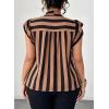 imageFalechay Womens Vertical Striped Tie Neck Blouses Ruffle Cap Sleeve Summer Work Tops Dressy Casual Elegant Business ShirtsBrown Black