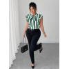 imageFalechay Womens Vertical Striped Tie Neck Blouses Ruffle Cap Sleeve Summer Work Tops Dressy Casual Elegant Business ShirtsGreen White