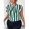 imageFalechay Womens Vertical Striped Tie Neck Blouses Ruffle Cap Sleeve Summer Work Tops Dressy Casual Elegant Business ShirtsGreen White