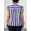 imageFalechay Womens Vertical Striped Tie Neck Blouses Ruffle Cap Sleeve Summer Work Tops Dressy Casual Elegant Business ShirtsNavy White