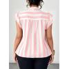 imageFalechay Womens Vertical Striped Tie Neck Blouses Ruffle Cap Sleeve Summer Work Tops Dressy Casual Elegant Business ShirtsPink White