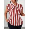 imageFalechay Womens Vertical Striped Tie Neck Blouses Ruffle Cap Sleeve Summer Work Tops Dressy Casual Elegant Business ShirtsRed White