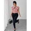 imageFalechay Womens Vertical Striped Tie Neck Blouses Ruffle Cap Sleeve Summer Work Tops Dressy Casual Elegant Business ShirtsRed White