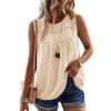 imageFalechay Womens Summer Tops Boho Shirts Crewneck Sleeveless Tank Tops Flowy Lace Hem Casual Blouses Clothing Trendy 2026Apricot