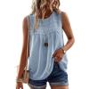imageFalechay Womens Summer Tops Boho Shirts Crewneck Sleeveless Tank Tops Flowy Lace Hem Casual Blouses Clothing Trendy 2026Blue