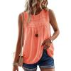 imageFalechay Womens Summer Tops Boho Shirts Crewneck Sleeveless Tank Tops Flowy Lace Hem Casual Blouses Clothing Trendy 2026Bright Orange