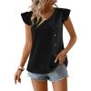 imageFalechay Womens Tops Flowy Ruffle Short Sleeve Blouses for Women V Neck Boho Cute Babydoll Summer Casual ShirtsBlack1