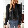 imageFalechay Boho Tops for Women V Neck Blouses Flowy Swiss Dot Dressy Casual Lace Womens Long Sleeve Shirts Trendy 2026Black