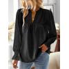 imageFalechay Boho Tops for Women V Neck Blouses Flowy Swiss Dot Dressy Casual Lace Womens Long Sleeve Shirts Trendy 2026Black