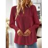 imageFalechay Boho Tops for Women V Neck Blouses Flowy Swiss Dot Dressy Casual Lace Womens Long Sleeve Shirts Trendy 2026Burgundy