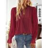 imageFalechay Boho Tops for Women V Neck Blouses Flowy Swiss Dot Dressy Casual Lace Womens Long Sleeve Shirts Trendy 2026Burgundy