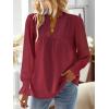 imageFalechay Boho Tops for Women V Neck Blouses Flowy Swiss Dot Dressy Casual Lace Womens Long Sleeve Shirts Trendy 2026Burgundy