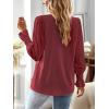 imageFalechay Boho Tops for Women V Neck Blouses Flowy Swiss Dot Dressy Casual Lace Womens Long Sleeve Shirts Trendy 2026Burgundy