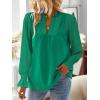 imageFalechay Boho Tops for Women V Neck Blouses Flowy Swiss Dot Dressy Casual Lace Womens Long Sleeve Shirts Trendy 2026Clover Green