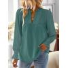 imageFalechay Boho Tops for Women V Neck Blouses Flowy Swiss Dot Dressy Casual Lace Womens Long Sleeve Shirts Trendy 2026Cyan