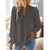 imageFalechay Boho Tops for Women V Neck Blouses Flowy Swiss Dot Dressy Casual Lace Womens Long Sleeve Shirts Trendy 2026Dark Gray
