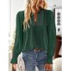 imageFalechay Boho Tops for Women V Neck Blouses Flowy Swiss Dot Dressy Casual Lace Womens Long Sleeve Shirts Trendy 2026Dark Green