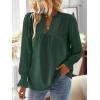 imageFalechay Boho Tops for Women V Neck Blouses Flowy Swiss Dot Dressy Casual Lace Womens Long Sleeve Shirts Trendy 2026Dark Green