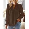 imageFalechay Boho Tops for Women V Neck Blouses Flowy Swiss Dot Dressy Casual Lace Womens Long Sleeve Shirts Trendy 2026Espresso